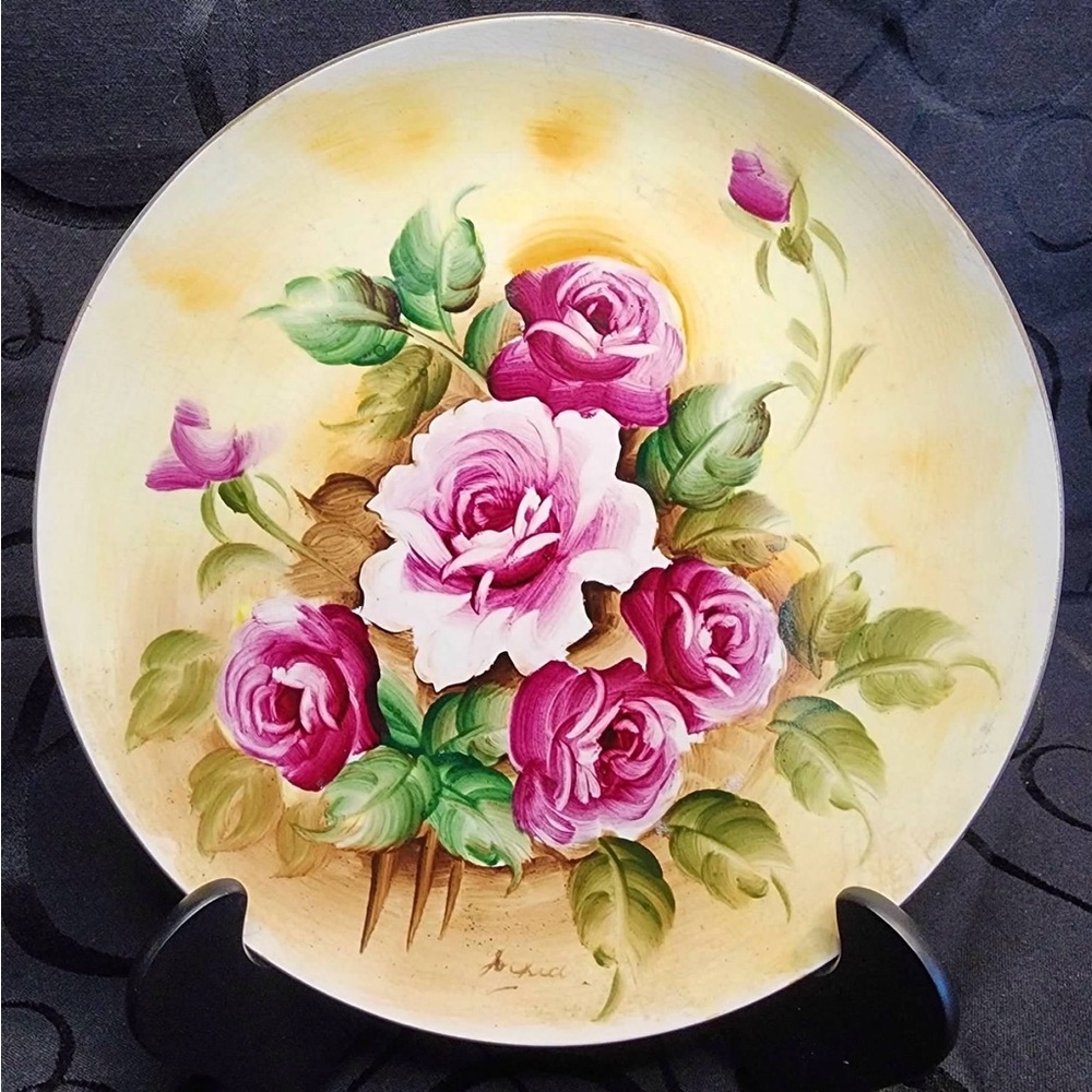 Vintage Norcrest Beautiful Hand painted rose decorative plate